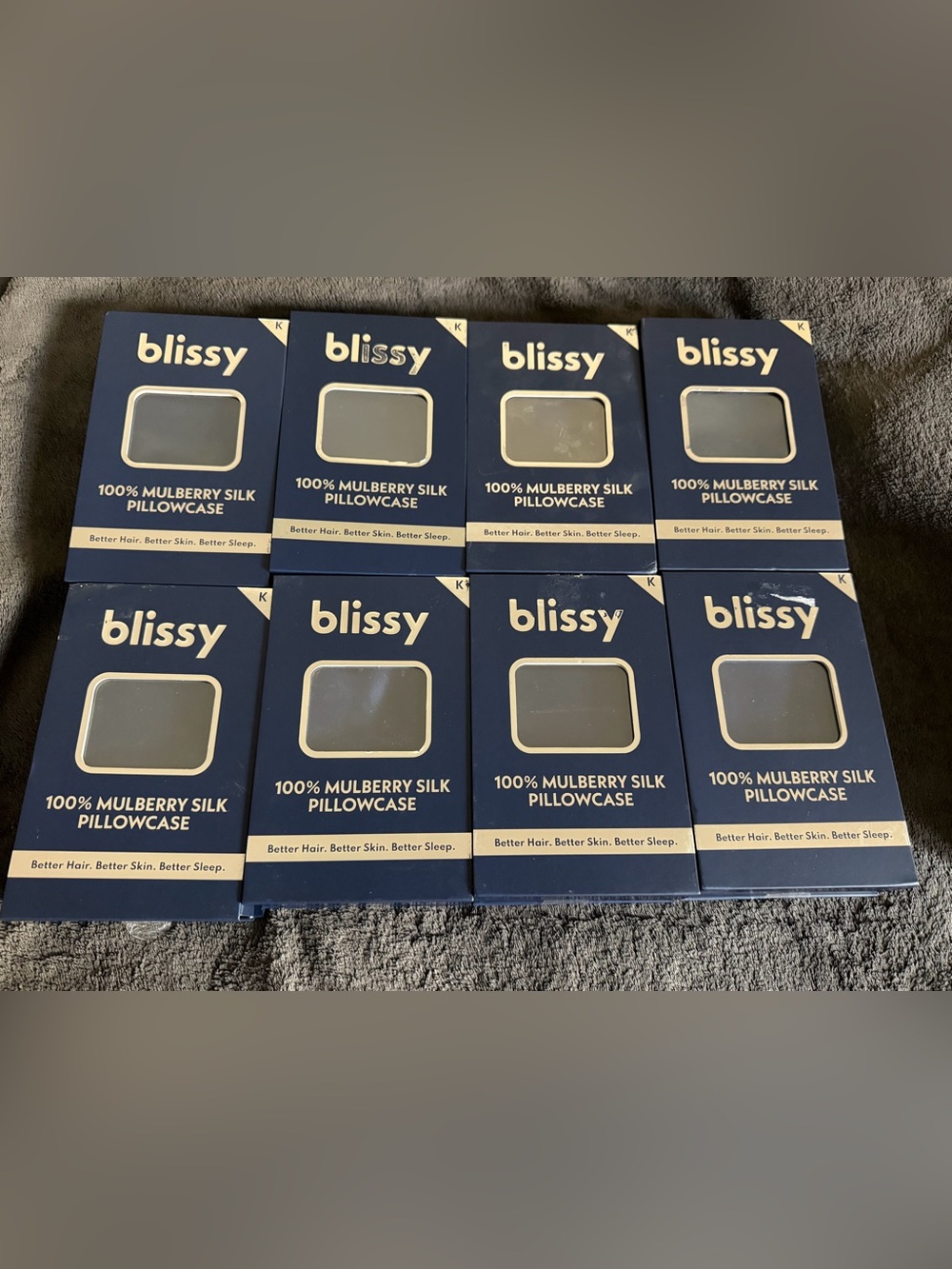 Blissy 100% Mulberry Silk Pillowcase /Navy Blue/, King size bundle of 8